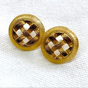 Vintage gold toned button earrings